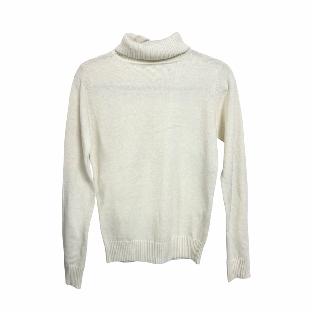 Active Basic Womens Sz M White Turtleneck Knit Sweater Long Sleeve Winter NWT